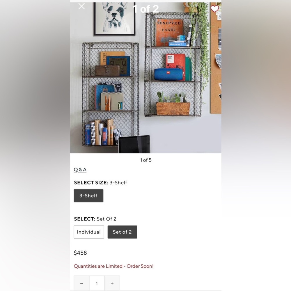 Pottery Barn Industrial Metal Shelving set of 2 
retail $448 
Both for $175